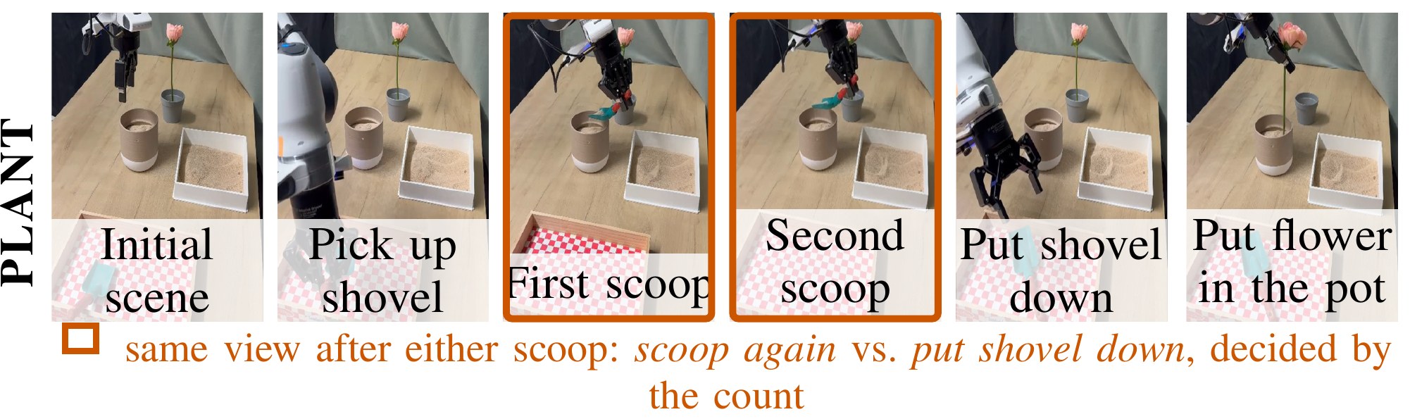 Plant: frame sequence with the memory-dependent decision point outlined.